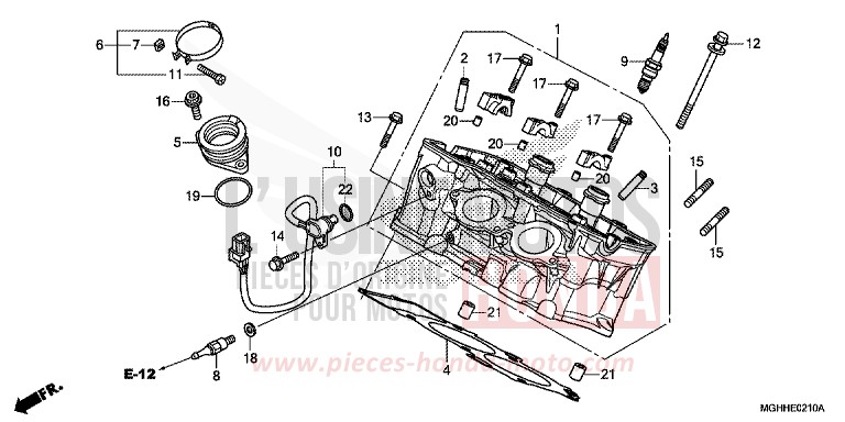 CYLINDER HEAD (REAR) for VFR1200X Dual Clutch CANDY PROMINENCE RED (R342B) from 2017